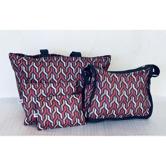 DVF x LeSportsac Geometric X Tote Crossbody Purses & Pouches Set of 4 VTG Nylon - Picture 2 of 12